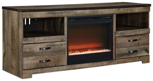 Trinell Urban Foundry 63-Inch TV Stand with Electric Fireplace Brown