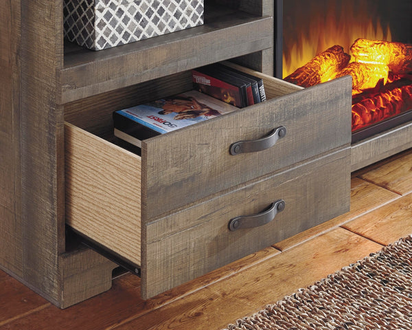 Trinell Urban Foundry 63-Inch TV Stand with Electric Fireplace Brown