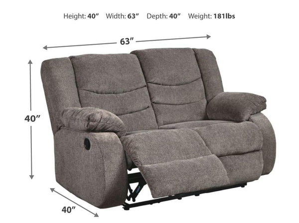 Tulen Fabric Reclining Manual Loveseat Gray