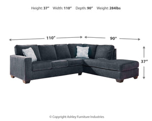 Altari 2-Piece Fabric Stationary Sleeper Stationary Sectional with Chaise Slate