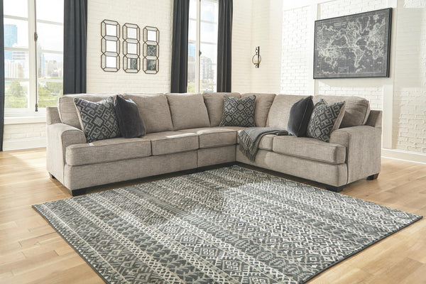 Bovarian 3-Piece Fabric Stationary Sectional Stone
