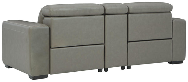 Correze 3-Piece Power Reclining Leather Sectional Loveseat with USB Gray