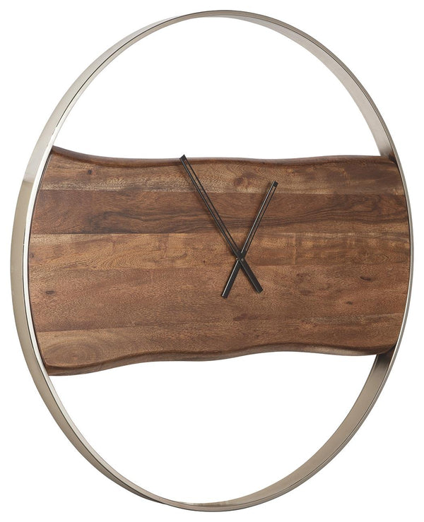 Ashley Panchali Brown/Silver Finish Wall Clock