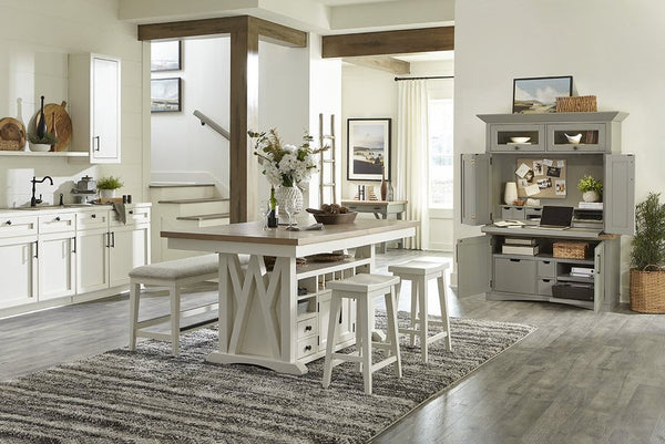Parker House Americana Modern Collection Workstation with Led Light in Dove Color