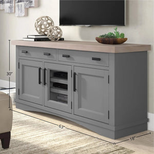 Parker House Americana Modern Collection 63 Inch Dove Weathered Natural Top Media Entertainment TV Stand