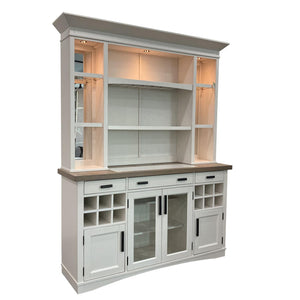 Parker House Americana Modern Dining Collection 2-Piece 69 Inch Buffet/Display Hutch with Quartz Insert Cotton Color