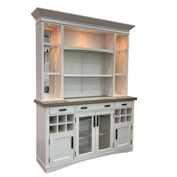 Parker House Americana Modern Dining Collection 2-Piece 69 Inch Buffet/Display Hutch with Quartz Insert Cotton Color