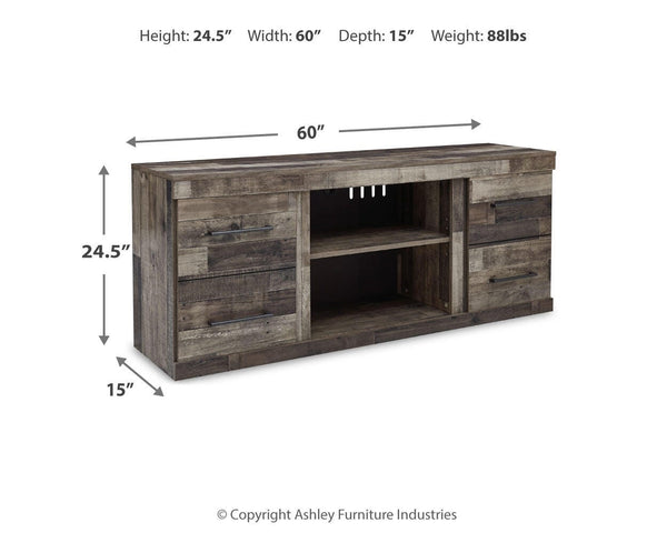 Derekson 4-Drawer 60-Inch LG TV Stand (Fireplace Optional) Multi Gray