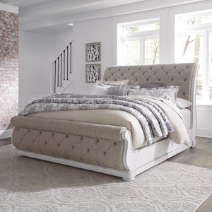 Liberty Furniture Magnolia Manor Antique White California King Upholstered Sleigh Bed