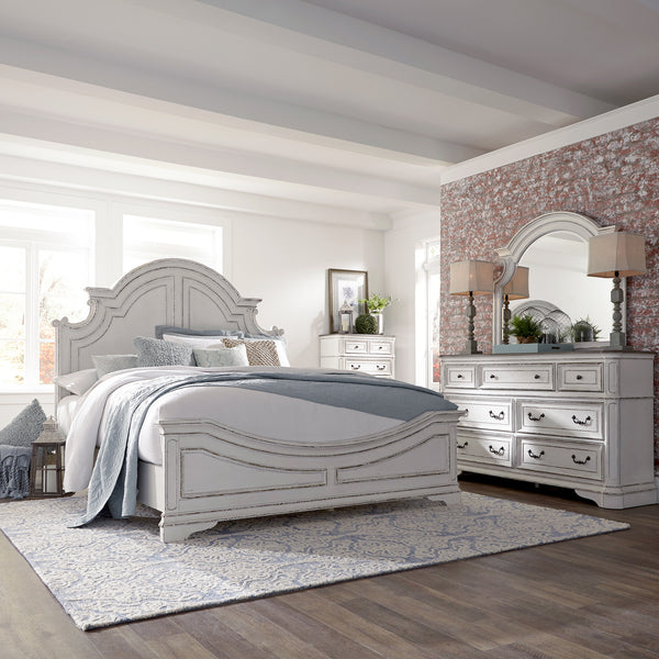 Liberty Furniture Complete Queen Bedroom Set Panel Bed, Dresser, Mirror & Chest Magnolia Manor
