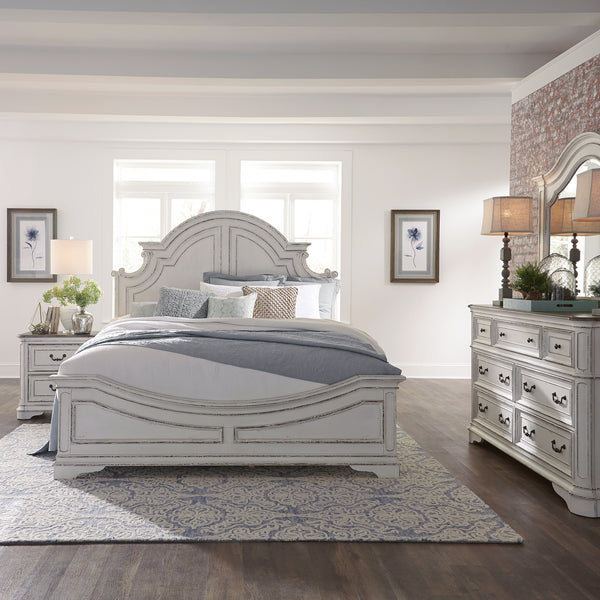 Liberty Furniture Complete Queen Bedroom Set Panel Bed, Dresser, Mirror & Nightstand Magnolia Manor