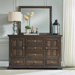 Liberty Furniture Distressed Brownstone Dresser & Mirror Set Big Valley