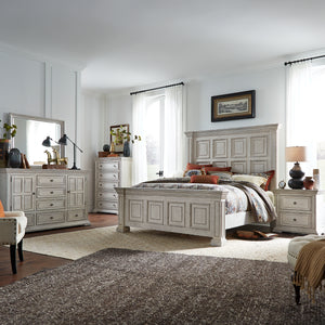 Liberty Furniture Complete California King Set Panel Bed, Dresser, Mirror, Chest & Nightstand Big Valley
