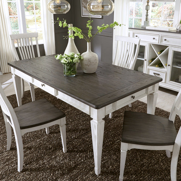 Liberty Furniture 5-Piece Wire Brushed White Charcoal Rectangular Dining Table Set Allyson Park