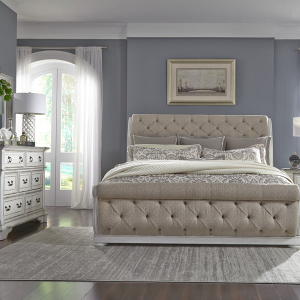 Liberty Furniture Complete Queen Bedroom Set Upholstered Sleigh Bed, Dresser & Mirror Abbey Park