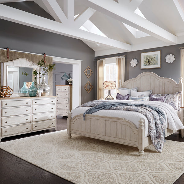 Liberty Furniture Complete Queen Bedroom Set Poster Bed, Dresser, Mirror & Chest Farmhouse Reimagined