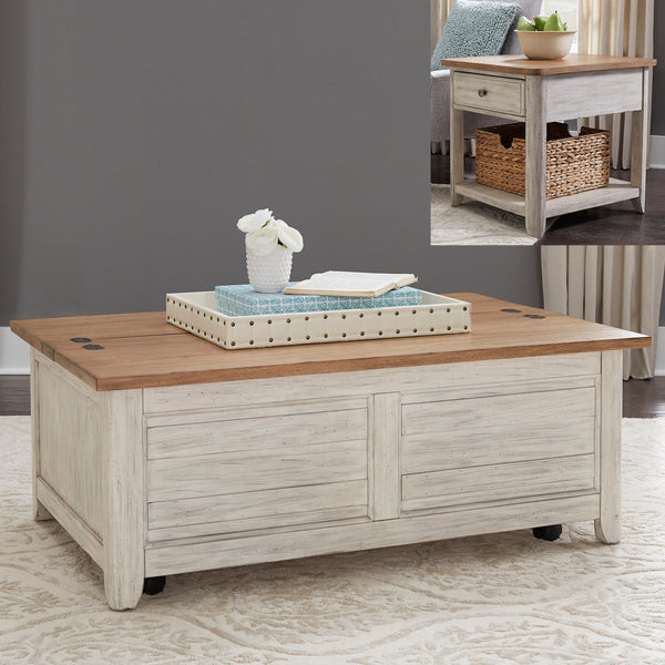 Liberty Furniture Farmhouse Reimagined 3-Piece White Living Room Table Set