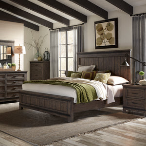 Liberty Furniture Complete King Bedroom Set Panel Bed, Dresser, Mirror, Chest & Nightstand Thornwood Hills