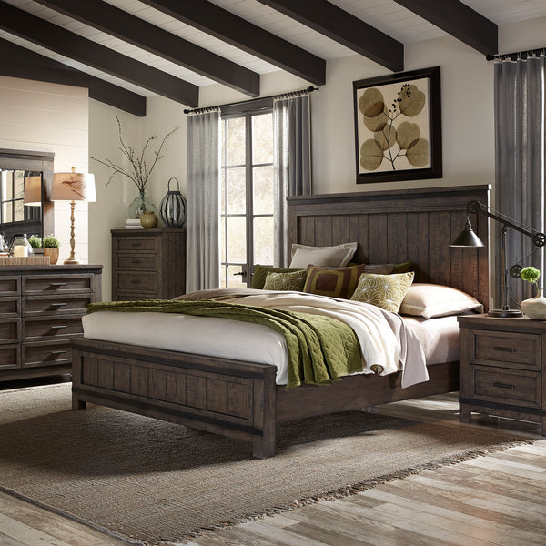 Liberty Furniture Complete King Bedroom Set Panel Bed, Dresser, Mirror, Chest & Nightstand Thornwood Hills