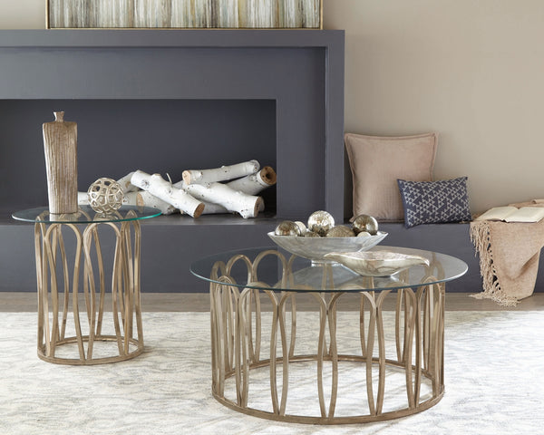Coaster Monett Round Glass Top Side End Table Chocolate Chrome