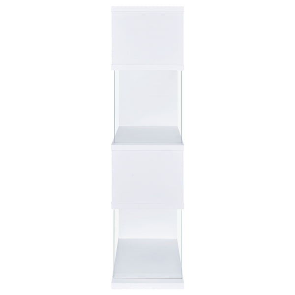 Coaster Emelle 63 Inch 4-Shelf Glass Panel Bookshelf White