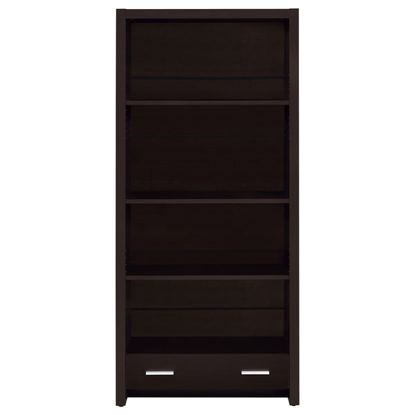 Coaster Skylar 71 Inch 5-Shelf Bookcase with Drawer Cappuccino