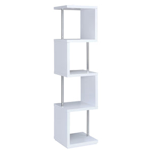 Coaster Baxter 67 Inch 4-Shelf Bookshelf White & Chrome