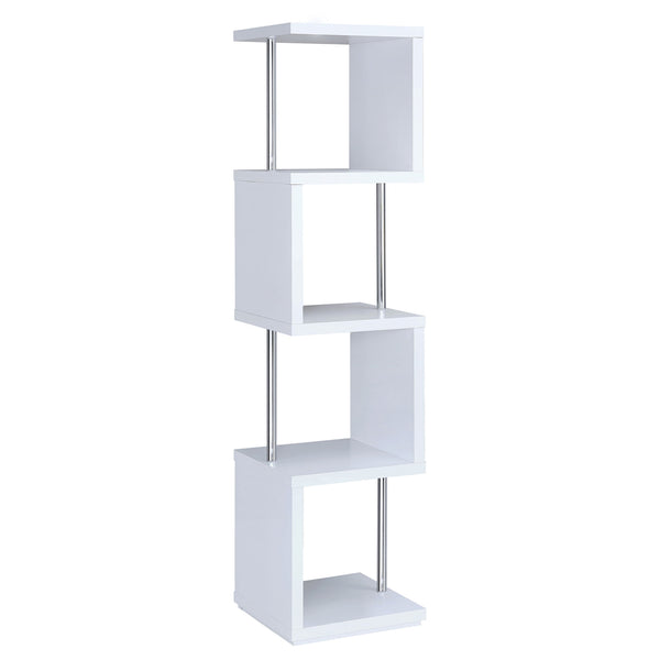Coaster Baxter 67 Inch 4-Shelf Bookshelf White & Chrome