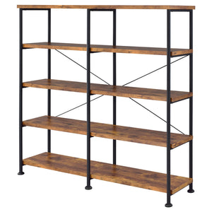 Coaster Analiese 63 Inch 4-Shelf Double Bookshelf Rustic Nutmeg