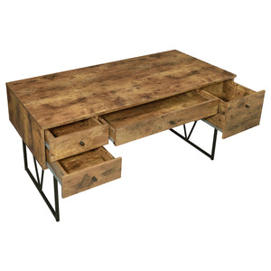 Coaster Analiese 63 Inch 4-Drawer Writing Desk Rustic Nutmeg