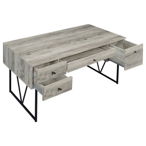Coaster Analiese 63 Inch 4-Drawer Writing Desk Grey Driftwood
