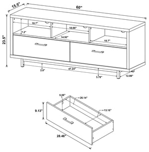 Coaster Casey 2-Drawer Engineered Wood 60 Inch TV Stand Cappuccino