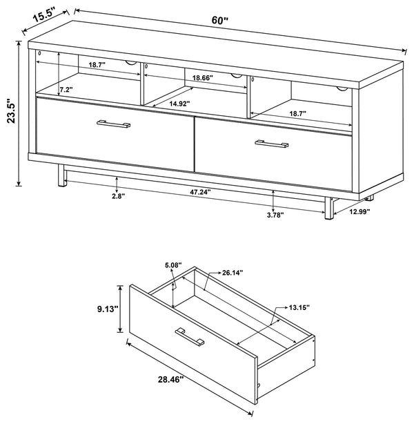 Coaster Casey 2-Drawer Engineered Wood 60 Inch TV Stand Cappuccino
