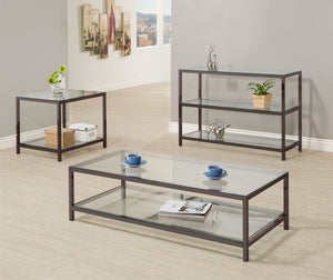 Coaster Trini 1-Shelf Glass Top Side End Table Black Nickel
