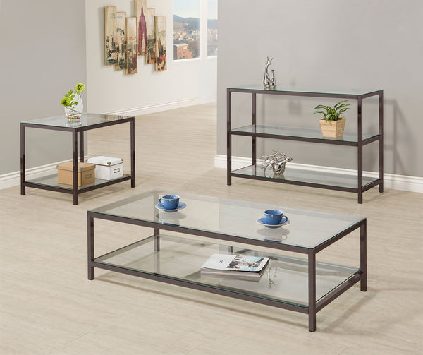 Coaster Trini 1-Shelf Glass Top Side End Table Black Nickel