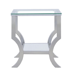 Coaster Saide Square Glass Top Side End Table Chrome