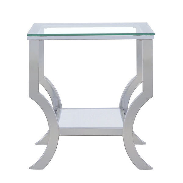 Coaster Saide Square Glass Top Side End Table Chrome
