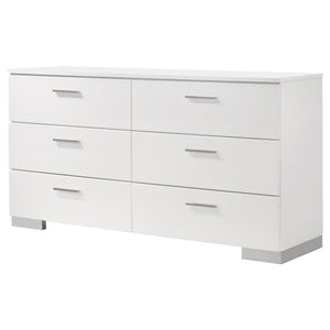 Coaster Felicity 6-Drawer Dresser White High Gloss