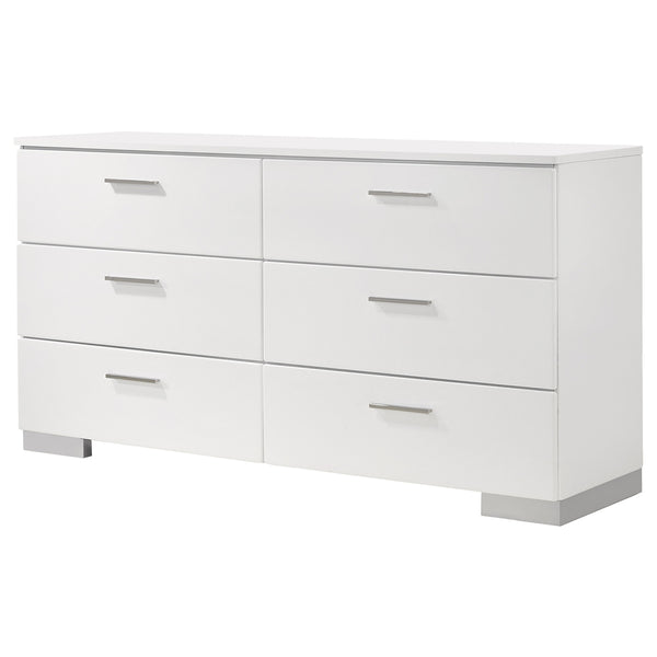 Coaster Felicity 6-Drawer Dresser White High Gloss