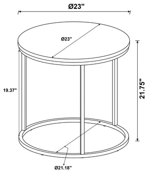 Coaster Lainey Round Faux Marble Side End Table Grey
