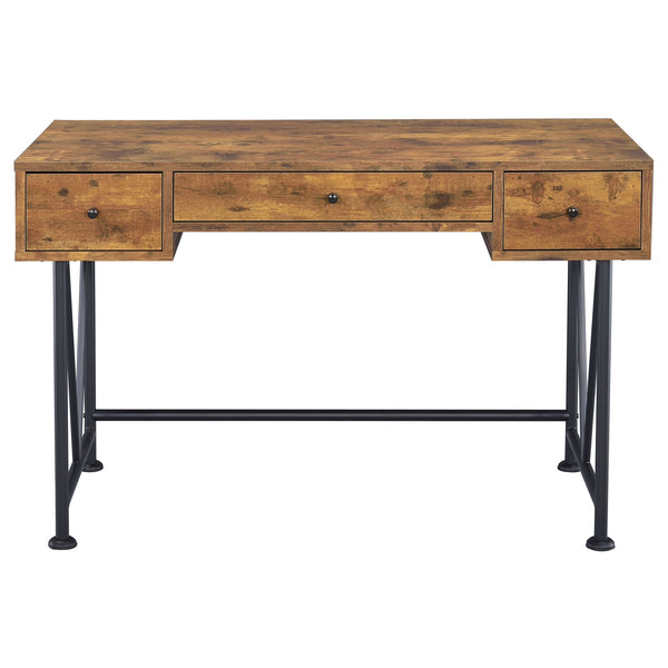 Coaster Analiese 47 Inch 3-Drawer Writing Desk Rustic Nutmeg