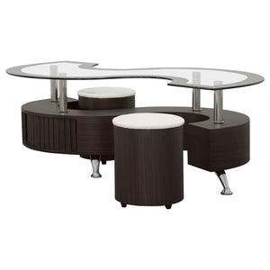 Coaster Buckley 3-Piece Coffee Table & Stools Set Cappuccino