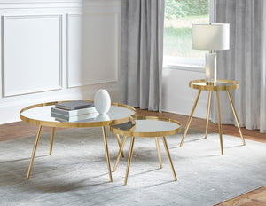 Coaster Kaelyn 2-Piece Round Mirror Top Nesting Coffee Table Gold