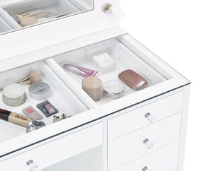 Coaster Acena 7-Drawer Vanity Set with Lighting White High Gloss