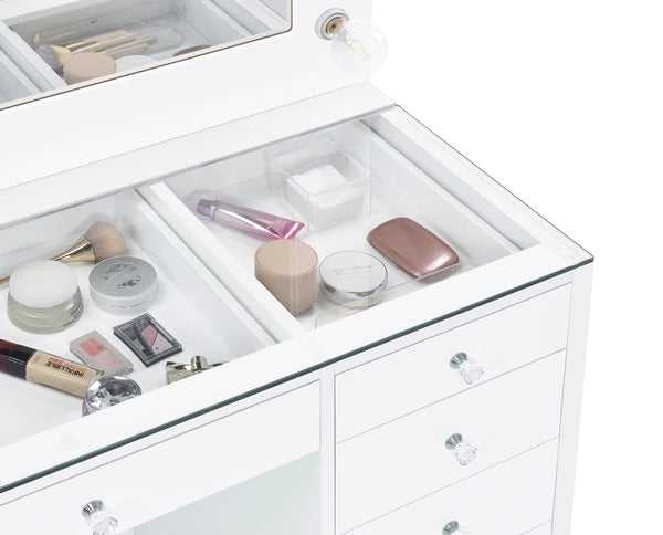 Coaster Acena 7-Drawer Vanity Set with Lighting White High Gloss