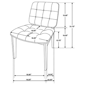 Coaster Redbridge Button Tufted Upholstered Dining Side Chair Walnut