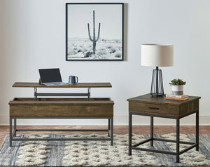 Coaster Byers 1-Drawer Square Engineered Wood End Table Brown Oak