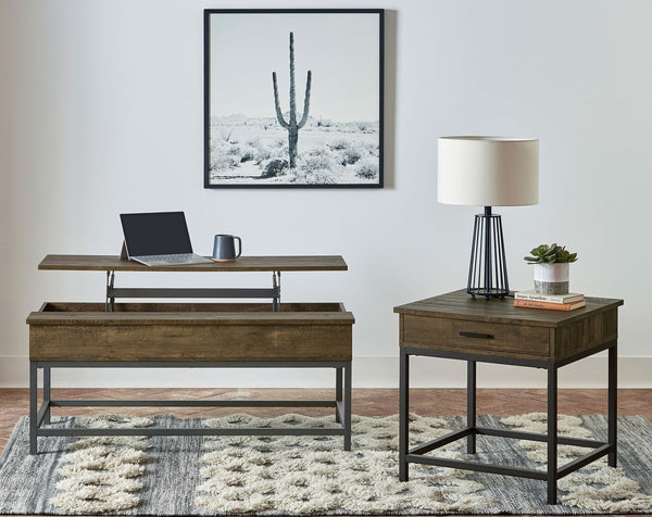 Coaster Byers 1-Drawer Square Engineered Wood End Table Brown Oak