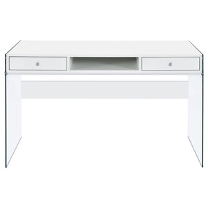 Coaster Dobrev 48 Inch 2-Drawer Writing Desk White High Gloss