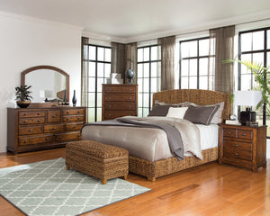 Coaster Laughton Banana Leaf California King Panel Bed Amber